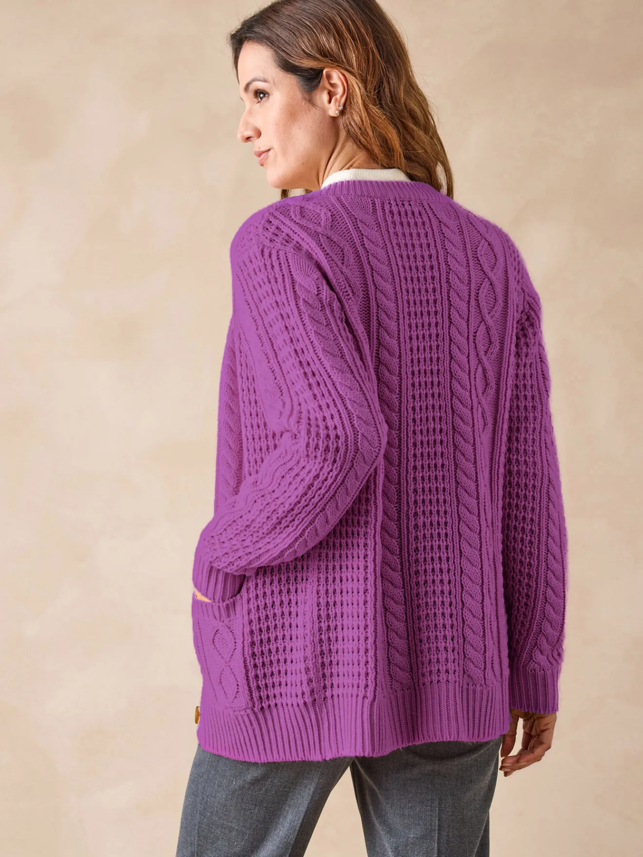 Clearance Cardigan torsadé col rond Femme Gilet