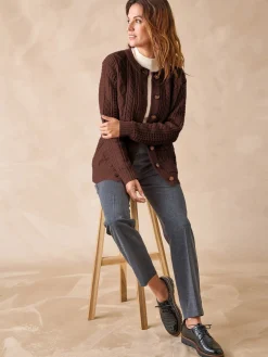 Hot Cardigan torsadé col rond Femme Gilet