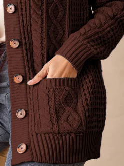 Hot Cardigan torsadé col rond Femme Gilet