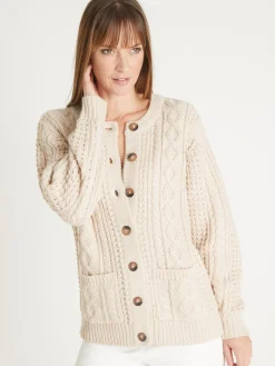 Clearance Cardigan torsadé col rond Femme Gilet