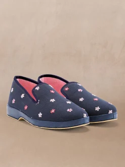 Online Charentaises brodées intérieur éponge Femme Pantoufles, Chaussons