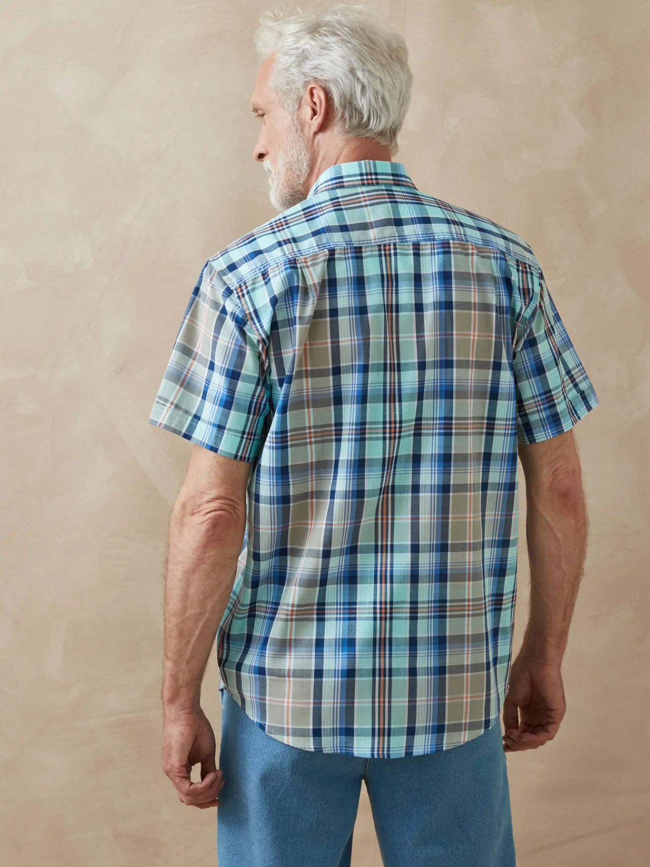 New Chemise carreaux manches courtes Homme Chemise