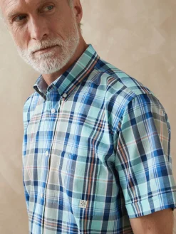 New Chemise carreaux manches courtes Homme Chemise