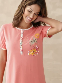 Discount Chemise de nuit courte manches courtes Chemise De Nuit