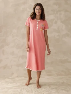 Clearance Chemise de nuit longue manches courtes Chemise De Nuit