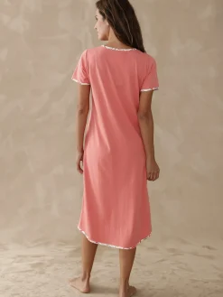 Clearance Chemise de nuit longue manches courtes Chemise De Nuit