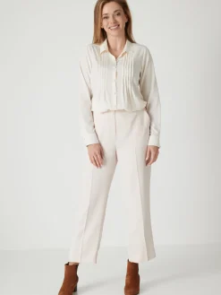 Discount Chemisier à plis effet plastron Femme Chemisier, Blouse