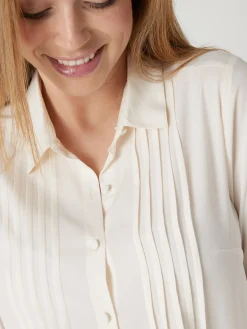 Discount Chemisier à plis effet plastron Femme Chemisier, Blouse