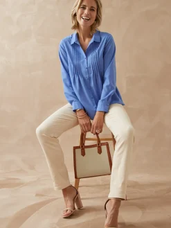 New Chemisier à plis effet plastron Femme Chemisier, Blouse