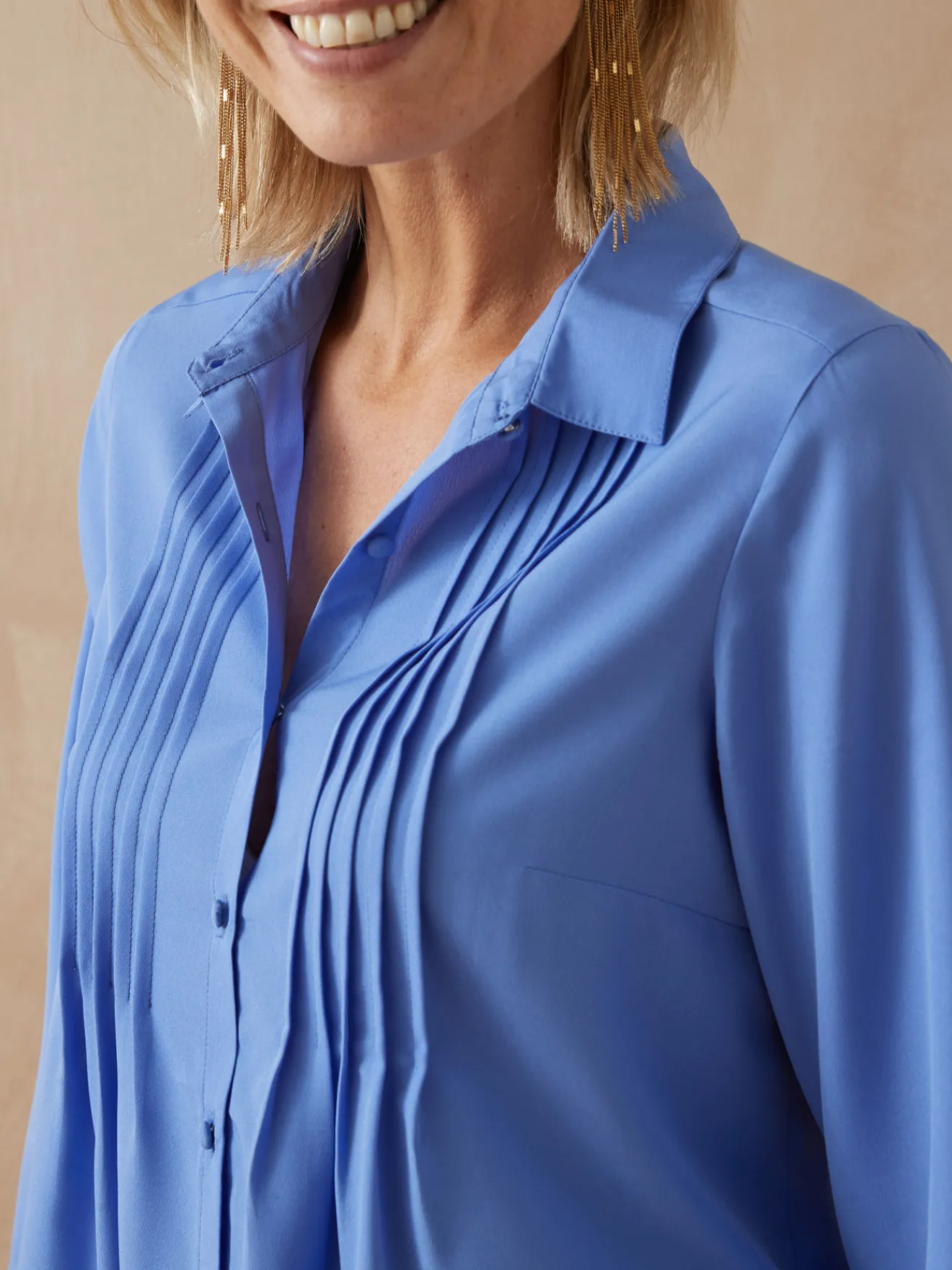 New Chemisier à plis effet plastron Femme Chemisier, Blouse