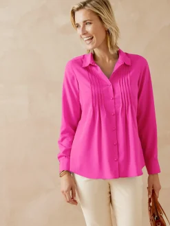 Hot Chemisier à plis effet plastron Femme Chemisier, Blouse