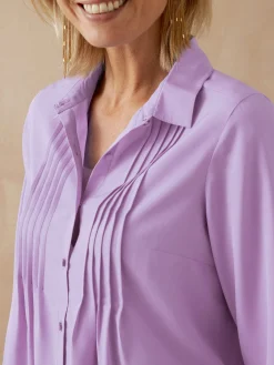 Chemisier à plis effet plastron Femme Chemisier, Blouse