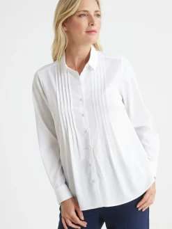 Discount Chemisier à plis effet plastron Femme Chemisier, Blouse