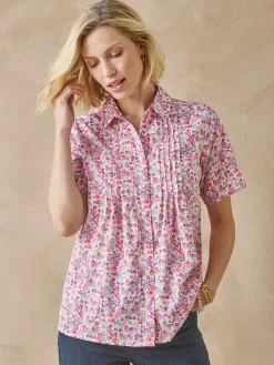 Chemisier effet plastron manches courtes Femme Chemisier, Blouse