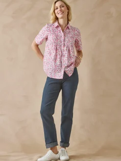 Chemisier effet plastron manches courtes Femme Chemisier, Blouse