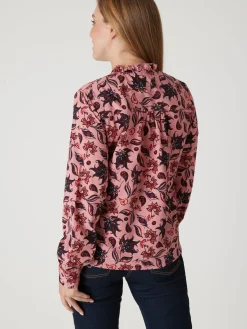 Best Chemisier en crêpe col montant volanté Femme Tunique|Chemisier, Blouse