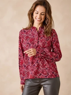 Online Chemisier en crêpe col montant volanté Femme Tunique|Chemisier, Blouse