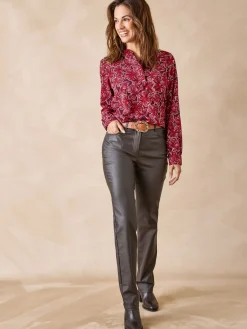 Online Chemisier en crêpe col montant volanté Femme Tunique|Chemisier, Blouse