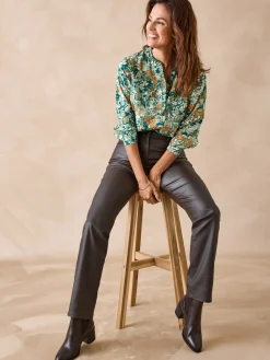 New Chemisier en crêpe col montant volanté Femme Tunique|Chemisier, Blouse