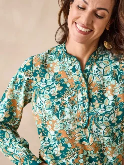 New Chemisier en crêpe col montant volanté Femme Tunique|Chemisier, Blouse