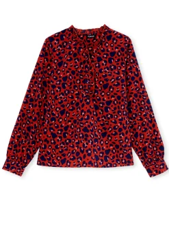 Online Chemisier en crêpe col montant volanté Femme Tunique|Chemisier, Blouse