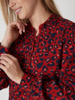 Online Chemisier en crêpe col montant volanté Femme Tunique|Chemisier, Blouse