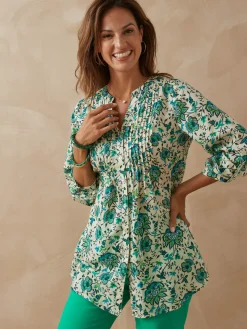 New Chemisier tunique à petits plis Femme Tunique|Chemisier, Blouse