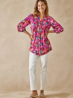 Outlet Chemisier tunique à petits plis Femme Tunique|Chemisier, Blouse