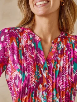 Outlet Chemisier tunique à petits plis Femme Tunique|Chemisier, Blouse