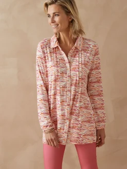 Outlet Chemisier tunique en maille fluide Femme Tunique|Chemisier, Blouse