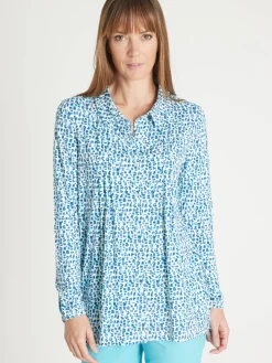 Outlet Chemisier tunique en maille fluide Femme Tunique|Chemisier, Blouse