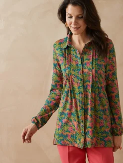 Online Chemisier tunique en maille fluide Femme Tunique|Chemisier, Blouse