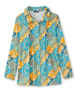 Online Chemisier tunique en maille fluide Femme Tunique|Chemisier, Blouse