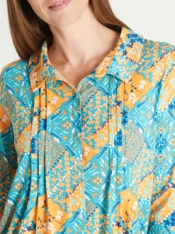 Online Chemisier tunique en maille fluide Femme Tunique|Chemisier, Blouse