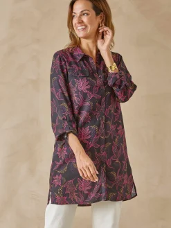 Online Chemisier tunique manches retroussables Femme Tunique|Chemisier, Blouse