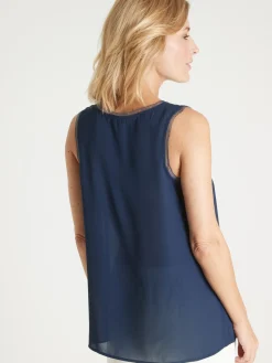 Discount Débardeur en crêpe avec dentelle Femme Chemisier, Blouse