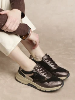 Hot Derbies avec zip et lacets Femme Baskets, Derbies