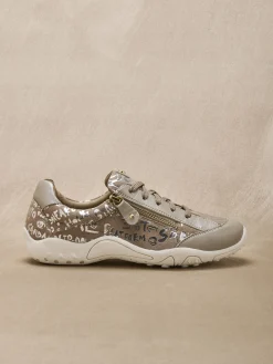 Online Derbies cuir motifs brillants Femme Baskets, Derbies