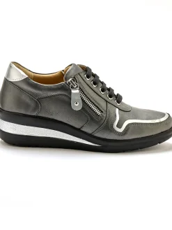 Hot Derbies détails métallisés zip et lacets Femme Baskets, Derbies