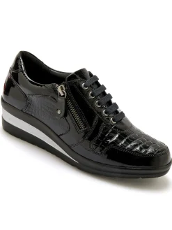 Hot Derbies détails métallisés zip et lacets Femme Baskets, Derbies