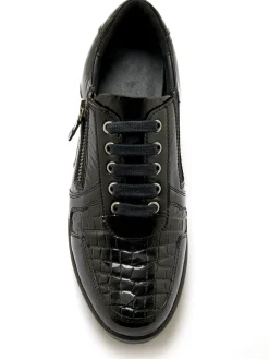 Hot Derbies détails métallisés zip et lacets Femme Baskets, Derbies