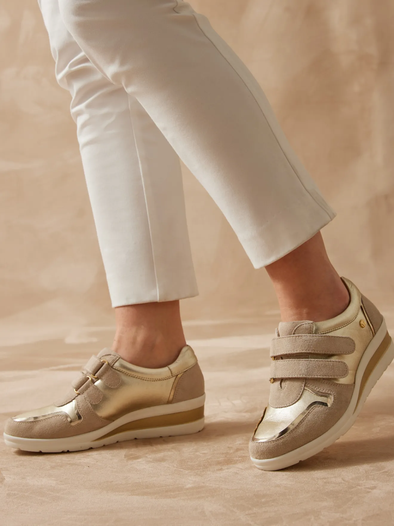 Hot Derbies tout cuir à scratchs Femme Baskets, Derbies