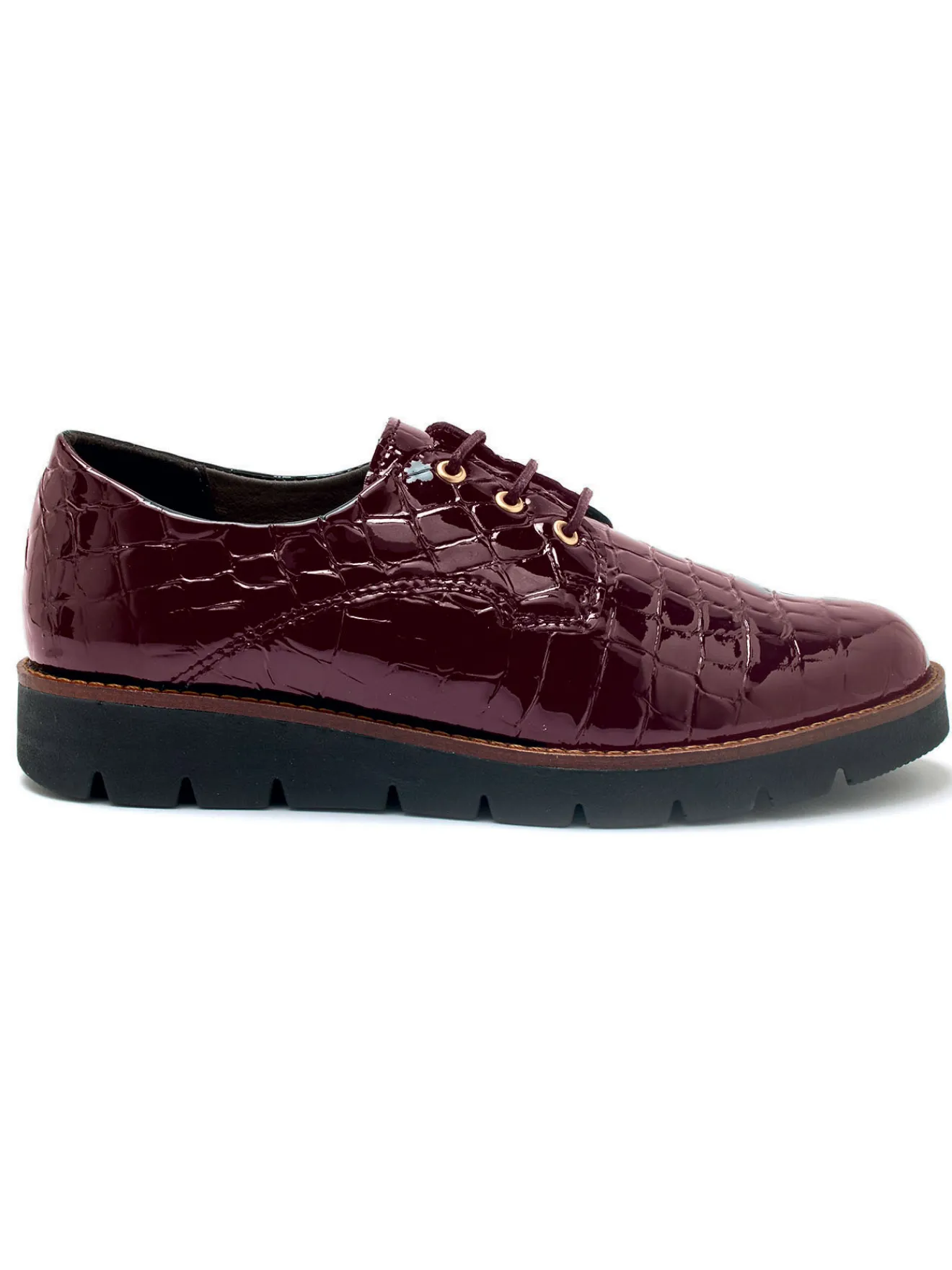 Hot Derbies vernis façon croco Femme Baskets, Derbies