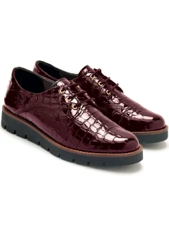 Hot Derbies vernis façon croco Femme Baskets, Derbies