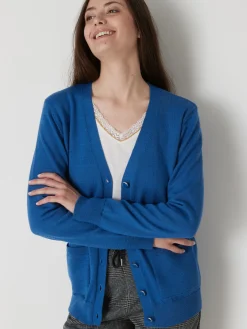 Online Gilet encolure V 50% laine mérinos Femme Gilet