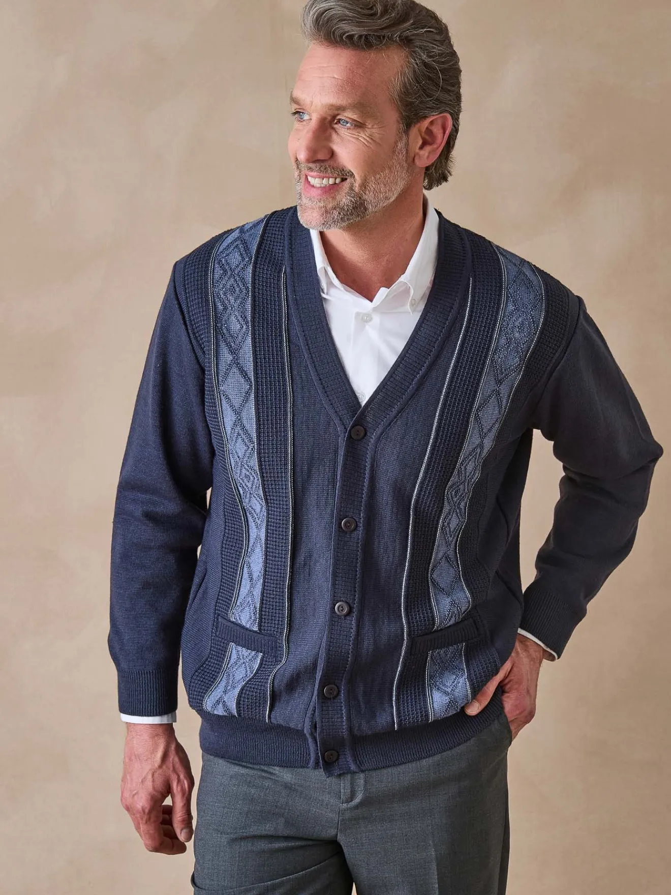 Best Gilet jacquard avec laine Homme Gilet, Cardigan
