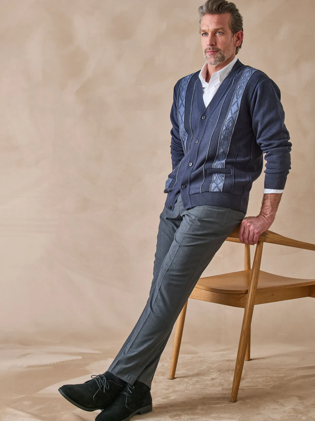 Best Gilet jacquard avec laine Homme Gilet, Cardigan