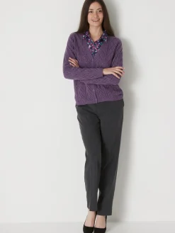 New Gilet maille point fantaisie avec laine Femme Gilet