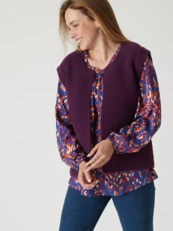 Discount Gilet point mousse sans manches Femme Gilet