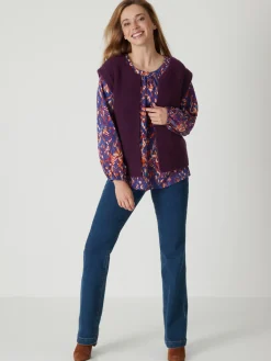 Discount Gilet point mousse sans manches Femme Gilet